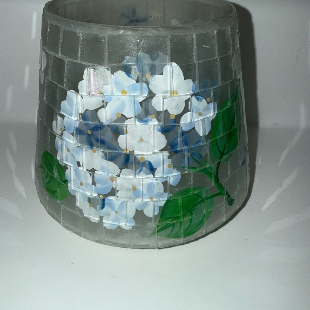 Hand-Painted Floral Glass Votive Holder